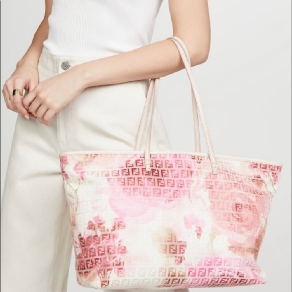 XL Fendi Zucchino Floral Roll Tote multi